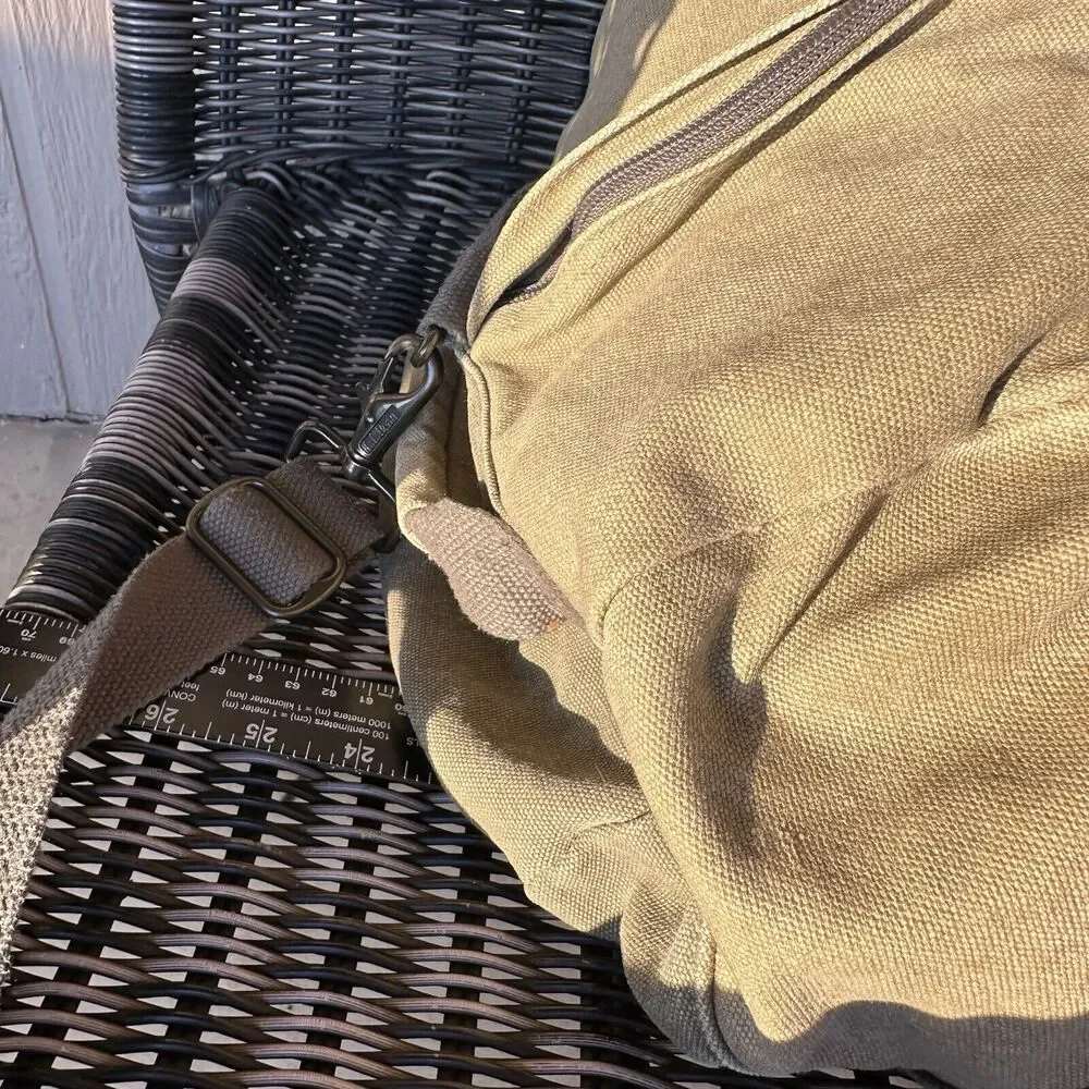 Vintage L.L Bean Sunwashed Canvas Adventure Duffel Large Tan‎ Gorpcore Granola